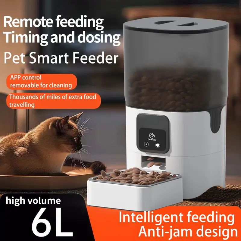 Automatic feeder for cats, 6L large capacity intelligent feeder for cats, timed and quantitative feeder for cats, remote feeder for cat food and dog f