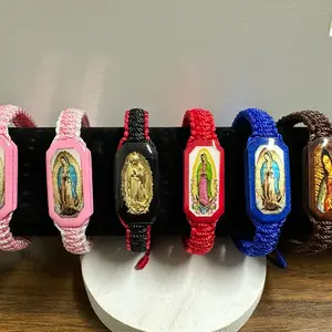 Handmade Bracelet with Virgen of Guadalupe-Pulsera Tejida A mano - Authentic Mexican Artisanal Jewelry