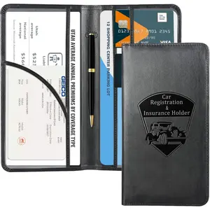 Car Registration and Insurance Holder-Vehicle Glove Box Organizer, Auto Truck Compartment Accessories Case For Essential Document, Driver License, Cards