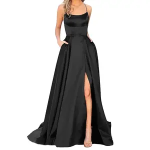 Solid Fit And Flare Women Prom Dresses
