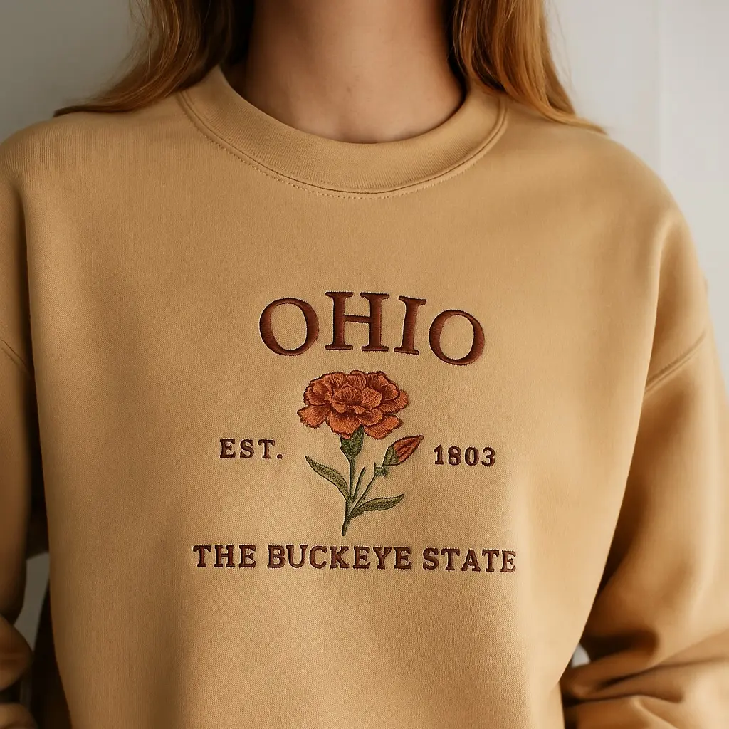 Ohio State Flower Embroidered Sweatshirt – Cozy Buckeye Crewneck