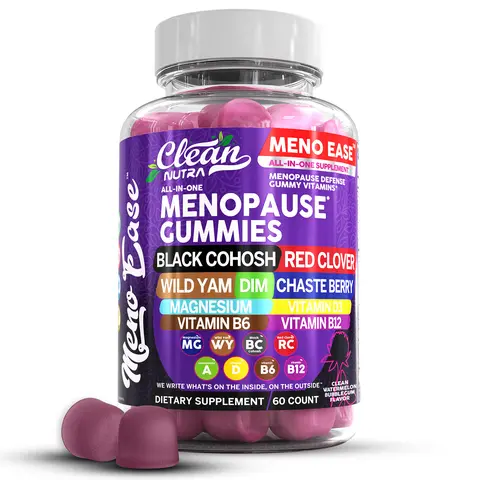 Clean Nutra Black Cohosh, Red Clover, Wild Yam, DIM, Chaste Berry, Magnesium & More for Balance Relief Night Sweats Mood Supplement for Women Gummies – Meno Ease
