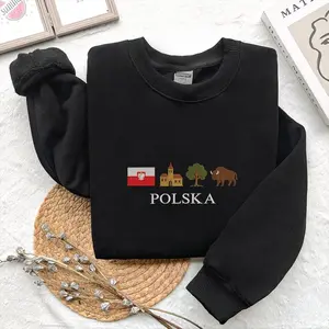 Poland State Embroidery Sweatshirt, Polish Flag White Eagle, Bison, Oak Tree, Castle, File for Machine