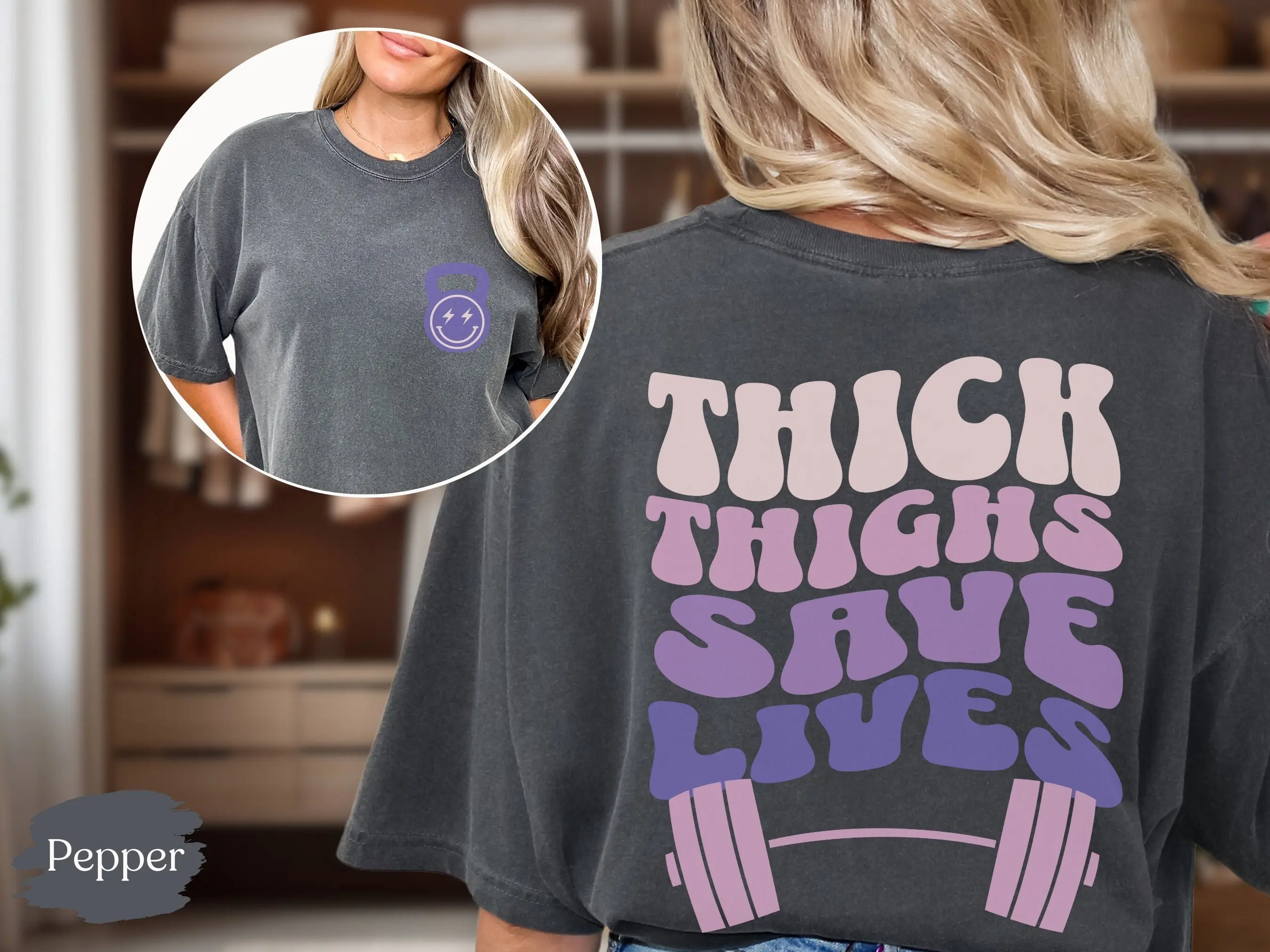 Comfort Colors® Thick Thighs Save Lives T-shirt Women's Gym Shirt Funny Workout Shirt Pump Cover Women Lifting Shirt Gym Tshirt Protein