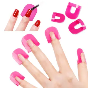 26PCS Nail Polish Protector for Fingers, 10 Sizes Reusable Nail Polish Guard Soft Plastic C Shield Skin Cuticle Protector Nail Art Tools for Women French Stamp Painting Spill Proof Manicure