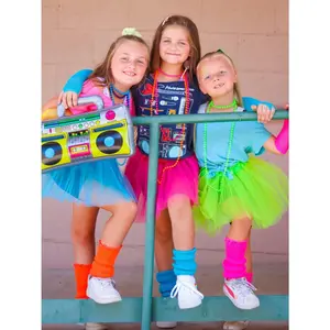 All 80s Tutu Costume Outfit for Kids, Adults, Plus Size - 4 Piece Dress Up Set, Dance Party Decade Day 1980's Theme