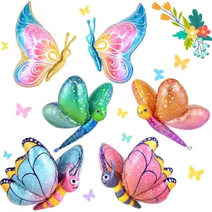 6PCS Butterfly Balloons Decorations, 30IN Large Butterflies and Dragonfly Foil Balloon for Lovely Theme Party Wedding Birthday Decor