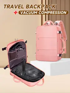 Vacuum Compression Travel Backpack with Pump, Large Carry-On Bag, 17 Inch Laptop Case, Durable Tsa Approved, College Style, Gift for Men/women