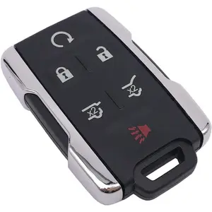 Fits for Chevy Tahoe Suburban/GMC Yukon Key Fob Case Shell Keyless Entry Remote Control Smart Car Key Cover M3N-32337100 (Silver, 6 Button)