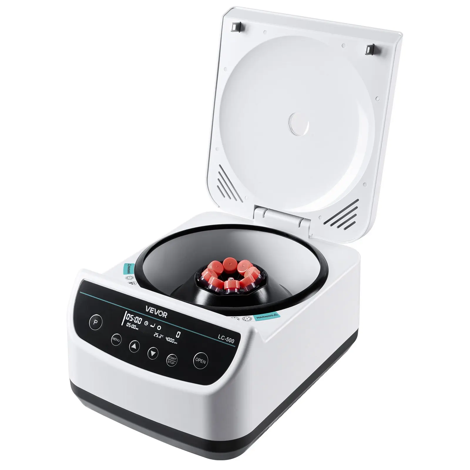VEVOR Stable Electric Laboratory Centrifuge Machine, 500-4000rpm Adjustable Speed, 100-1900xg RCF, 1 Rotor for 2/5/10/15ml Tubes, Button-Controlled Timer, Heat Protection for Biology Experiments