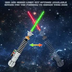 BUILDIFY Space Blade Building Kit Color Changing Red Green Sci Fi Sword Brick Set with Stand Compatible with Lego Creative Light Toy Gift for Kids Fans Boys Girls 6+ Intergalactic lightsaber star