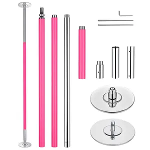 Yescom 12.6 Ft Static Spinning Dancing Pole Kit 45mm Silicone Party Club Exercise Pink