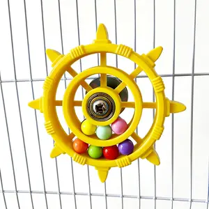 A Colorful Parrot Steering Wheel Toy with a Spinning Disc, Perfect for Fun, Stress Relief, And As a Decorative Piece for a Budgerigar Or Canary Cage