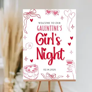 Galentines Day Welcome Sign Valentines Party Poster Friends Valentine Signage Galentine Party Decor