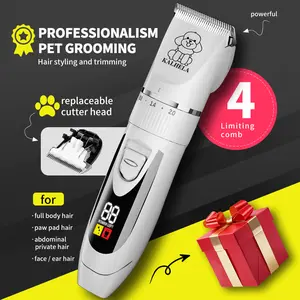 Dog Clippers for Grooming for Thick Heavy Coats, Professional Low Noise Dog Grooming Clippers Supplies Kit Rechargeable Stainless Steel Hair Trimmer with Ceramic Blade for Dogs Cats Pet