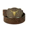 Western Cowboy Style Embossed PU Buckle Belt, Boho Style Animal Decor Belt for Men & Women, Fashion Accessories for Daily Wear, Western Concho Belts, Western Belt Buckles, Stylish Belts, Belt with Buckle