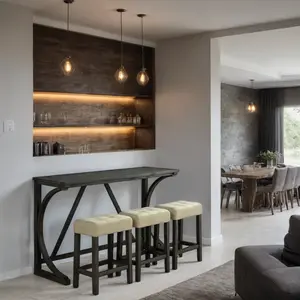 Hudson Counter-Height Dining Set with USB Charging & 3 Tufted Stools - 4 Piece Dining Room Set