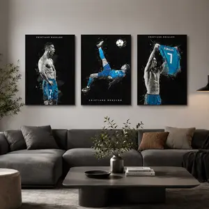 3PCS Football Star Canvas Wall Art Posters |   Modern Soccer Player Prints for Bedroom Living Room Decor |   Gift for Soccer Fans
