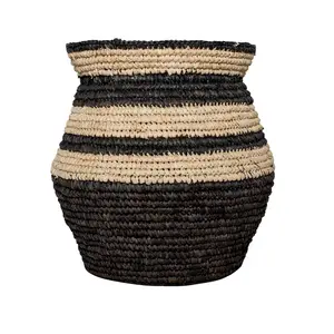 Striped Woven Seagrass Storage Basket