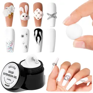 Gellen White Solid Builder Extension Gel 15g - Hard Builder Gel Non-Sticky, 3D Nail Gel Sculpting Gel Molding Gel for Decoration Manicure Polish Silicone Smooth