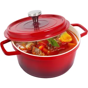 Vibrant Red Dutch Oven Pot with Lid | 2.5QT & 5QT Lightweight Aluminum Cookware for Braising, Frying & Roasting | Induction Safe & Easy Clean,#RedCookware#MealPrepPot