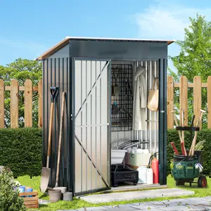 Metal Garden Tool Shed 3 x 5 FT Outdoor Steel Storage Shed with Lockable Doors and Floor Frame, Ideal for Backyard, Patio, Poolside, and Small Bike Storage