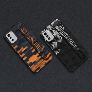 simple Waterproof Phone Case For Nokia G60 Fashion Design protective Anti-dust commerce mature Silicone Phone Holder geometry Wrist Strap Back Cover Plain color Wristband Durable