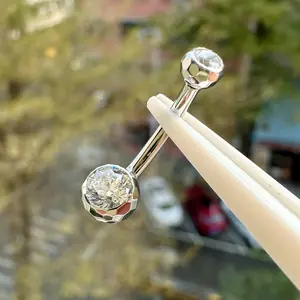 OUFER  14G Titanium Belly Button Jewelry, Hypoallergenic Geometric Firework-Cut CZ Belly Ring, Multi-Angle Sparkle, 10mm & 12mm Sizes