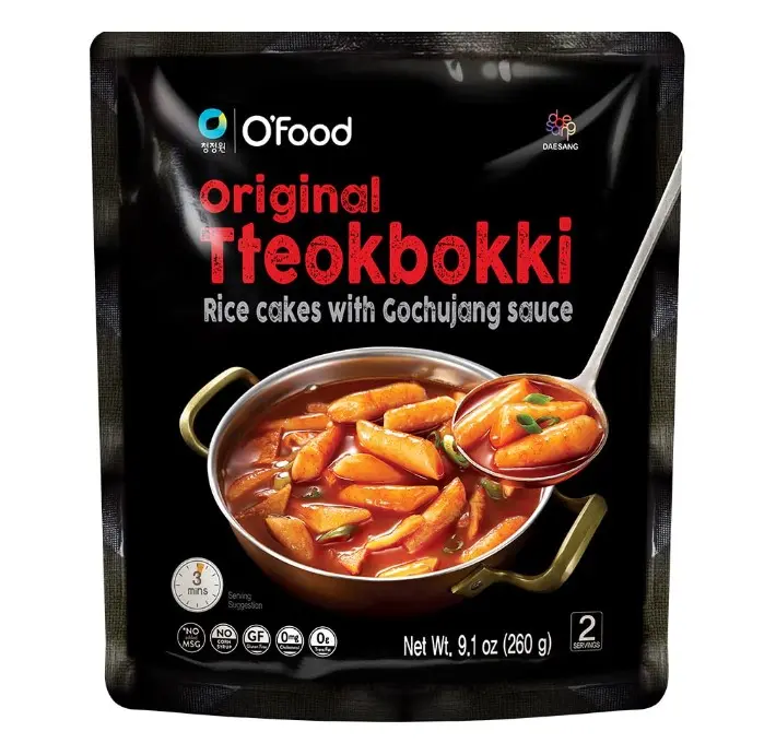 C O'Food Original Tteokbokki, Gluten-Free Korean Rice Cakes, Authentic Spicy Korean Street Food Snack, Perfect with Cheese and Ramen Noodles, Ready to Eat, No MSG, No Corn Syrup, Pack of 1
