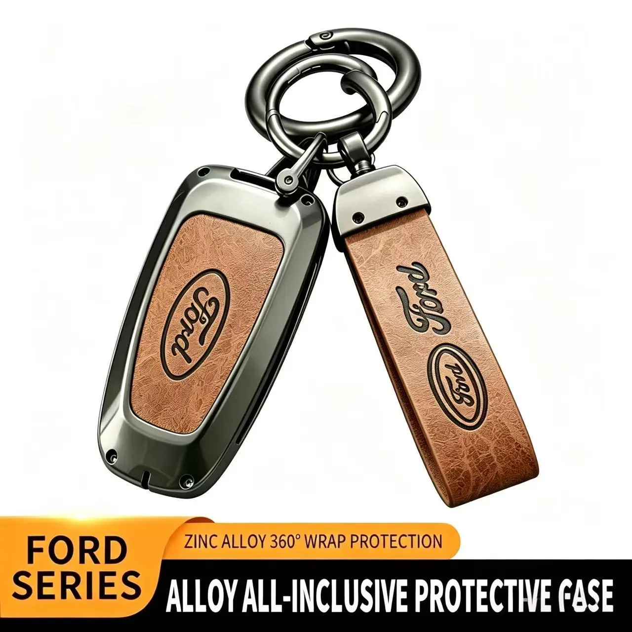 Car Key Case for Ford F150（2015-） Mustang Explorer Fusion Edge Maverick & Lincoln, Durable 360 Full-Wrap Screw-On Cover with Logos, Anti-Scratch, Secure Grip & 0 Signal Loss, Gift Box Included, Car Key Holder, Key Covers