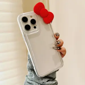 Cute Bowknot Design Phone Case Casing, Clear Transparent Phone Protective Cover, Phone Accessory Compatible with iPhone 11 12 13 14 15 16 Pro Max