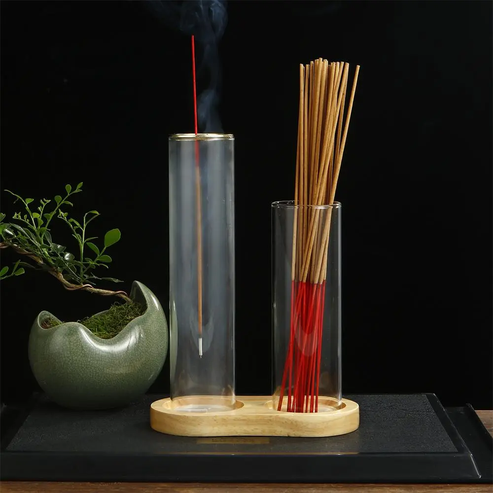 2 in 1 Glass Incense Holder without Incense Stick, 1 Set Incense Burner with Removable Ash Catcher, Incense Burner Holder for Home Decor, Room Decor, Fragrance Incense, Home Scent, Calming Home Fragrance