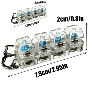 [Mother's Day Gift] Glowing Keyboard Fidget Toy, 4-In-1 Decompression Button Keychain, transparent toy mechanical keyboard， Stress-relieving Finger Clicker, pendant crystal keycaps with Flashing LED lights