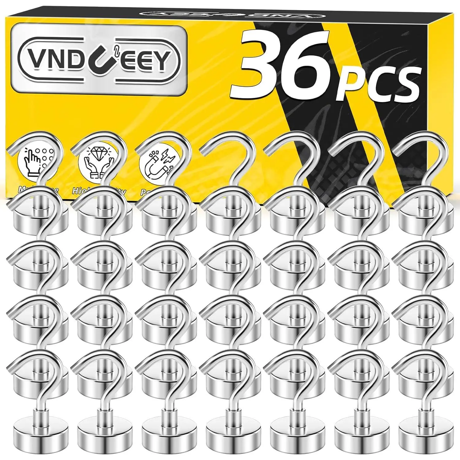 36 Pack Magnetic Hooks, 25Lbs Heavy Duty Magnets with Hooks for Hanging, Kitchen, Garage, Classroom, and Office