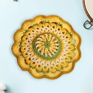 Colorful Mandala Coaster DIY Stitch Material Kit, Complete Set with Crochet Hook, Handmade Pattern Ceramic Cup Coasters for Adults, Toys & Hobbies Knitting Craft Supplies