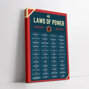 2D 1pc Colored Framed Canvas-48 Laws of Power poster -For elegant home decoration living room and bathroom Christmas New Year holiday party spring summer decor-11.8*15.7inch