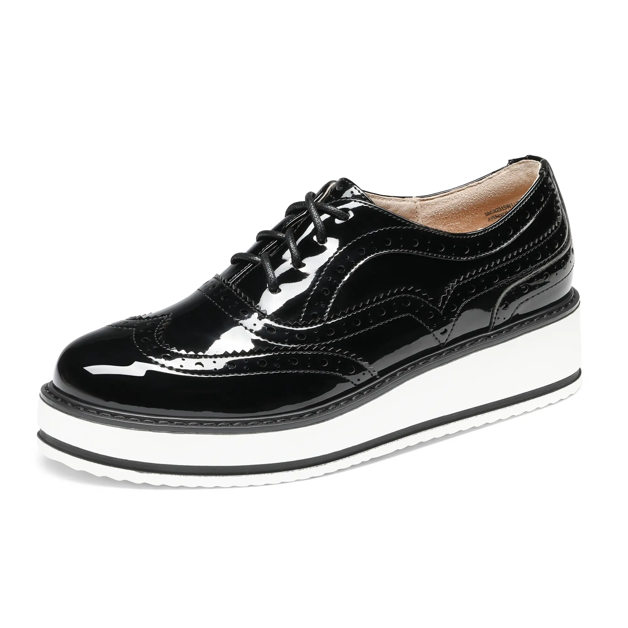 BRUNO MARC Women's Faux Leather Wingtip Oxfords, Round Toe Brogue Platform Lace-up Comfortable Lightweight Walking Shoes, Footwear, Soft, Eva, Laces, Elegant, Synthetic, Business Wear, Pu Upper, Comfortable Walking Shoes, Wingtip Brogue, Platform Sole, Al