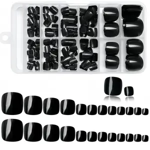 120 Pcs Glossy Short Square False Toe Nails, Reusable Acrylic Pedicure Set, Perfect for Beach, Pool Parties, Weddings, Daily Wear