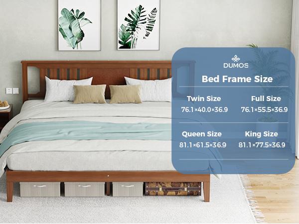 Solid Wood Platform Bed Frame with Headboard, 800lbs Heavy Duty Support, Under-Bed Storage, No Box Spring Needed, Easy Assembly,Rustic Brown