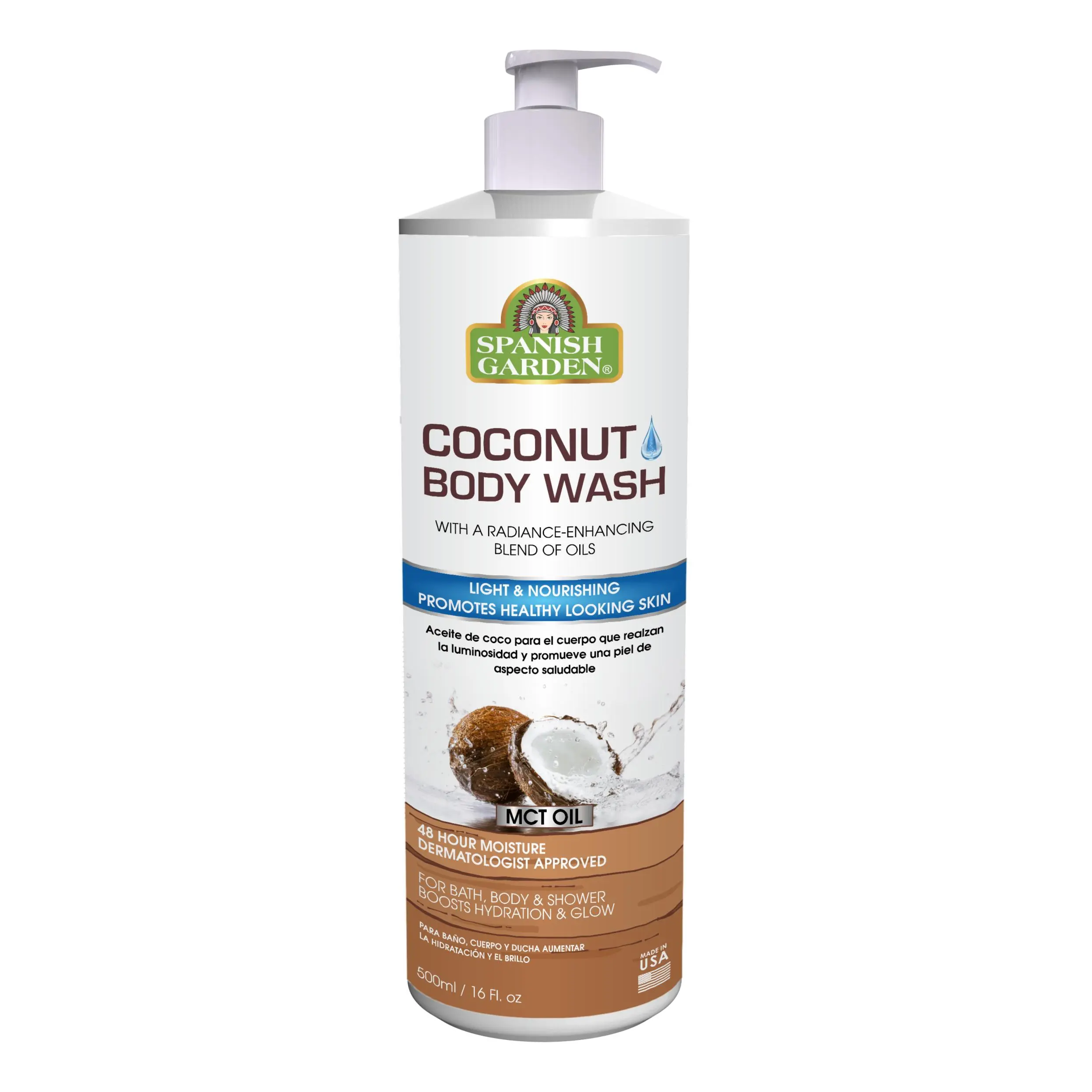 Coconut Body Wash for Dry, Sensitive Skin - Sulfate-Free Body Care, Nourishing Daily Shower Gel with Light Tropical Scent for Fresh and Clean Morning Routine, Single Bottle, All Skins, Chemical Free, Paraben Free
