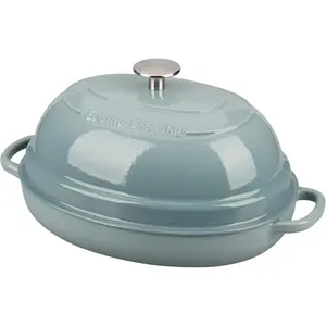 Enameled Oval Cast Iron Dutch Oven Pot with Lid, Bread Dutch Oven for Sourdough Bread Baking, Bread Oven, 6QT, Seasalt