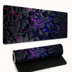 Extra Large Gaming Desk Mat & Mouse Pad - Neon Purple & Black Futuristic Design with Neon Glow Effect, Non-Slip Rubber Base, Smooth Surface, Suitable for PC, Office, and Gaming Setups - Ideal Gift for Gamers, Christmas, and Halloween.