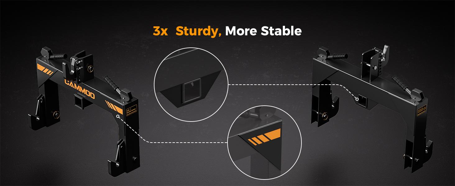 【Back To School】CAMMOO 3-Point Quick Hitch with 2" Receiver & Extra Versatile Adapter - Category 1 Compatible, No Bushing Needed, 3000LBS Lift Capacity, 5-Level Adjustable Bolt, Reinforcing Rib Design (Boating & Water Sports Accessory) campingessentials,