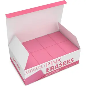 40 Count Latex Free Square Bulk Erasers for Kids, Perfect for School Supplies Art and Office Use