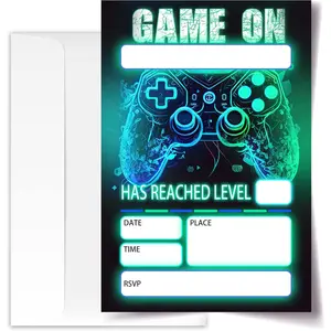 Gamer Birthday Invitations, Video Game Birthday Party, Gaming Party Decorations, Birthday Party Invitations For Boys Girls, Kids Birthday Invitations, 20 Cards with 20 Envelopes.(115)