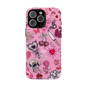 Pink Y2K Aesthetic Devil Heart Phone Case – Trendy Emo Vibe for iPhone - Phone Case For Iphone