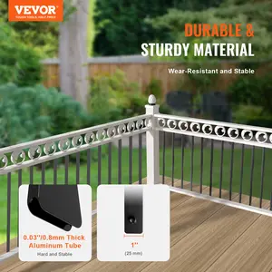 【Spotlight Day】VEVOR Staircase Metal Balusters, 29.5'' x 1'' Flat Aluminum Alloy Decorative Banister Spindles, 51 Pack Deck Baluster with Screws, Classic Hollow Deck Railing Satin Black Powder Coated for Porch