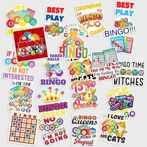 Sticker Pack 20 Bingo Game Vinyl Sticker, Lucky Numbers Fun Decal for Laptop Tumbler