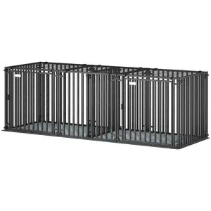 83" Heavy Duty Dog Kennel Crate with Divider & Mat for Large Breeds, Modular Puppy Playpen - Safe, Easy-Clean, Flexible Space for Home & Travel