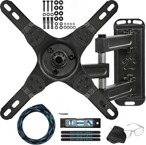 Cheetah ALAMEB with Touch Adjust Full Motion TV Arm Wall Mount for 12-37" TVs up to VESA 200 and 40lbs, 2.5" Profile, 15" Extension, Articulating Tilt & Swivel, Includes a 10' Twisted Veins HDMI Cable